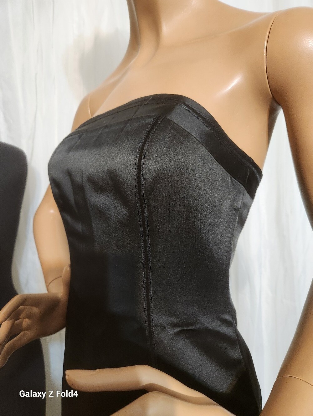 Ann Taylor black strapless satin dress Sz 0 #010 - Picture 4 of 15